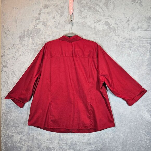 Dressbarn Womens Plus Size Red Button-Up Shirt 22/24W career office Bold Red - Picture 2 of 13